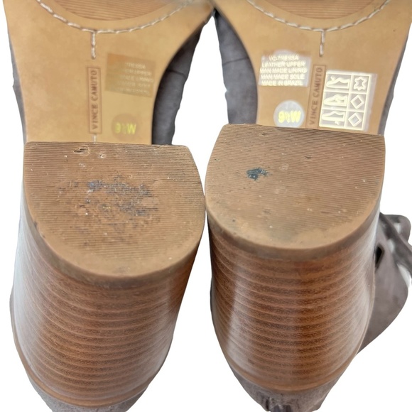 VINCE CAMUTO Genuine Leather Suede Chunky Block High Heels Gray Ankle Boots 9.5 - Picture 16 of 16